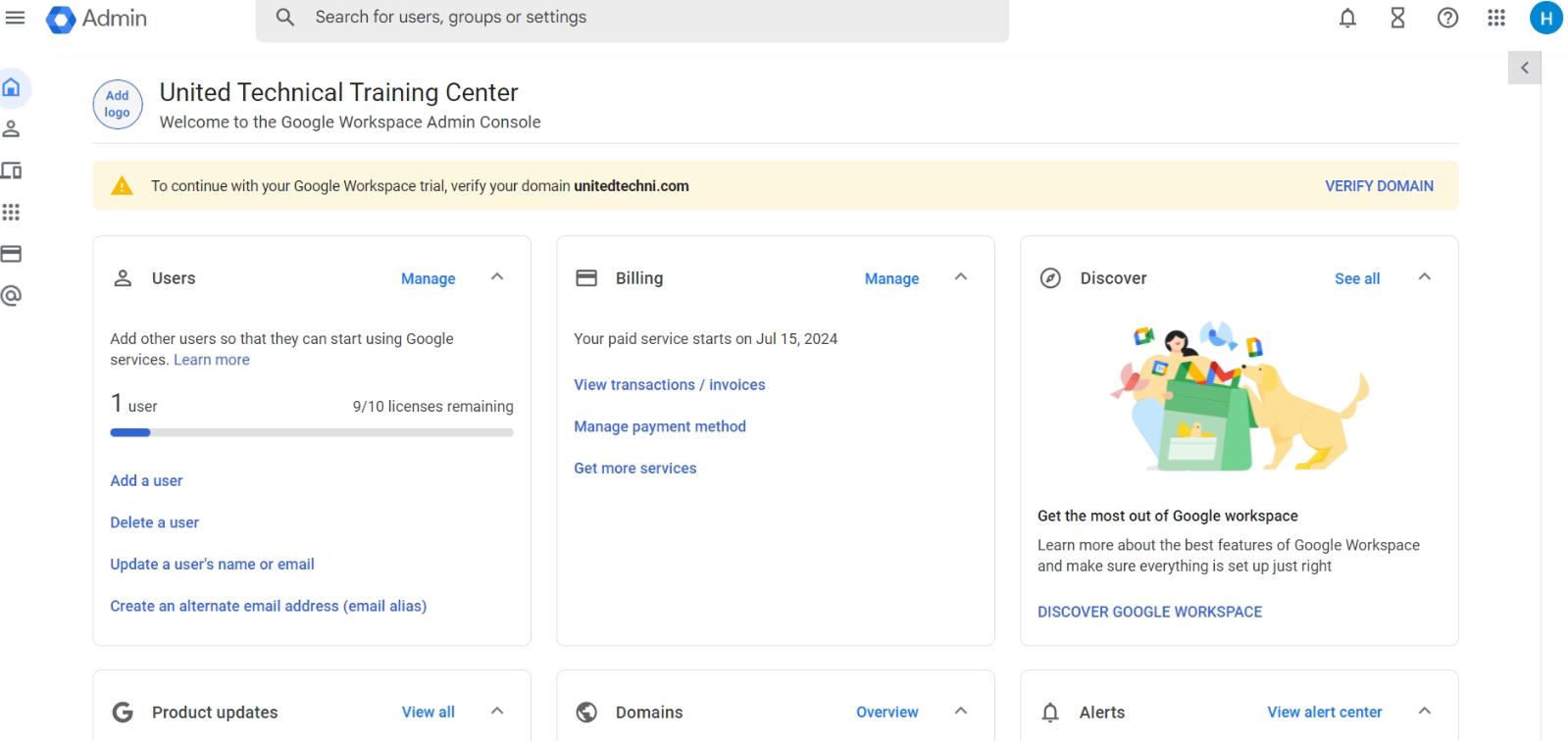 Domain Verification for Google Workspace Admin Dashboard